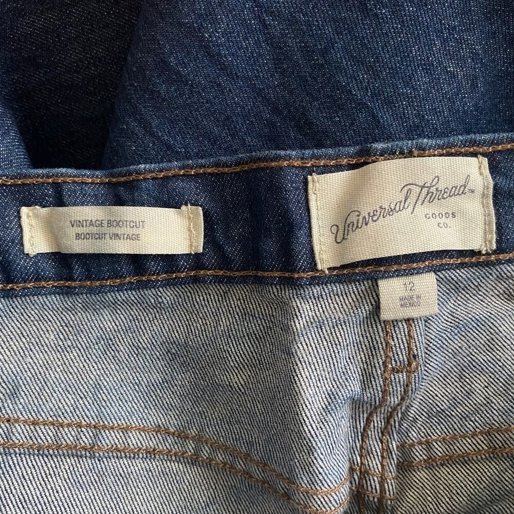 NEW UNIVERSAL THREAD Vintage Bootcut Jeans Dark Blue Wash Size 12 Stretch - Picture 4 of 6